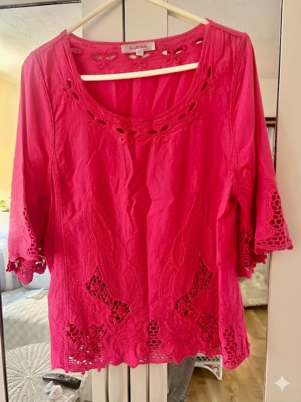 Le Grenier women Fushia Crochet-Trim Blouse